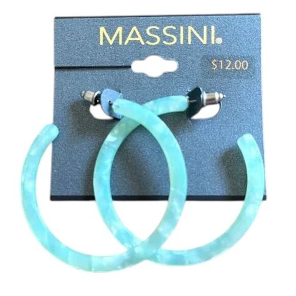Massini Marbled Acrylic 2" Hoop Earrings NEW - Picture 1 of 3